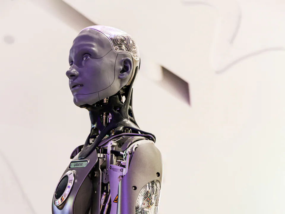 A humanoid robot at a technology exhibition