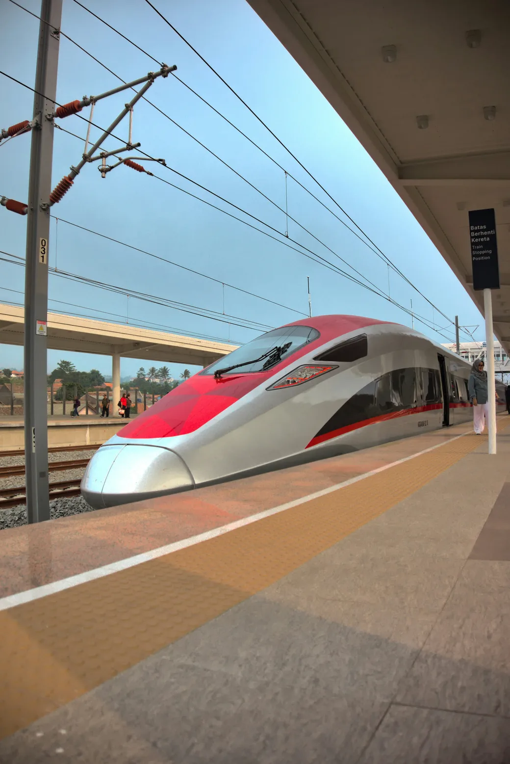 Modern Chinese high-speed train ready for a journey between cities